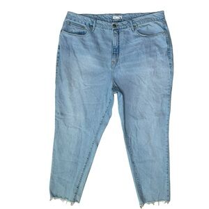 Good American Good Legs Straight Jeans 18 Ankle Raw Hem Indigo